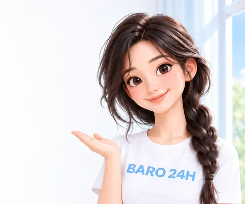 밝게 웃으며 상담을 안내하는 20대 여성 3D 인물